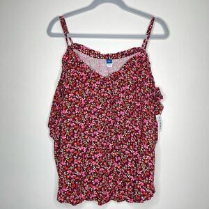Old Navy floral‎ maroon spaghetti strap tank top